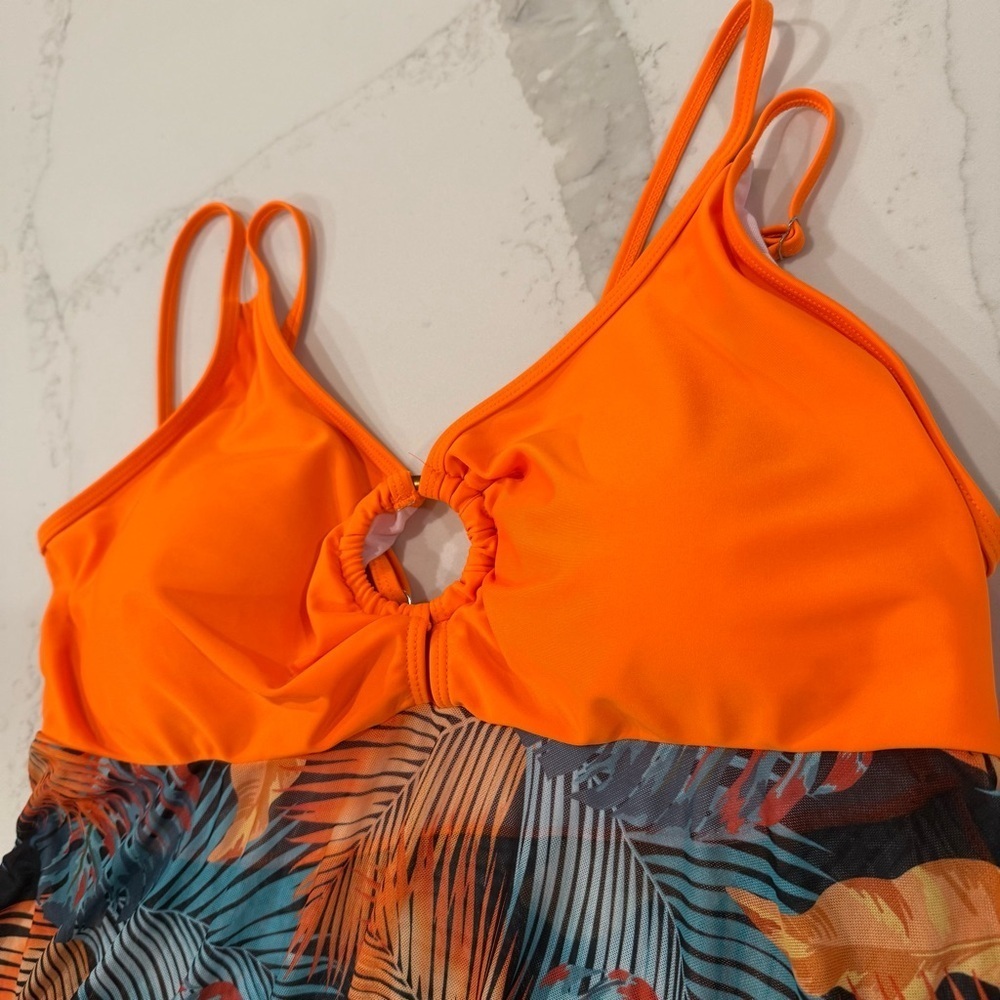 SHEIN Swim Curve Tropical Strappy Tankini & Shorts Bathing Suit Set Women’s 4XL - Picture 4 of 11